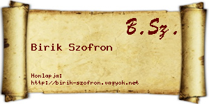 Birik Szofron névjegykártya